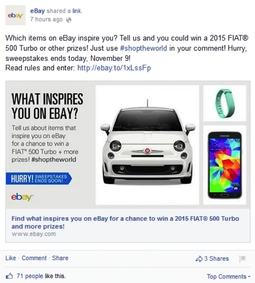 Facebook Contest Example