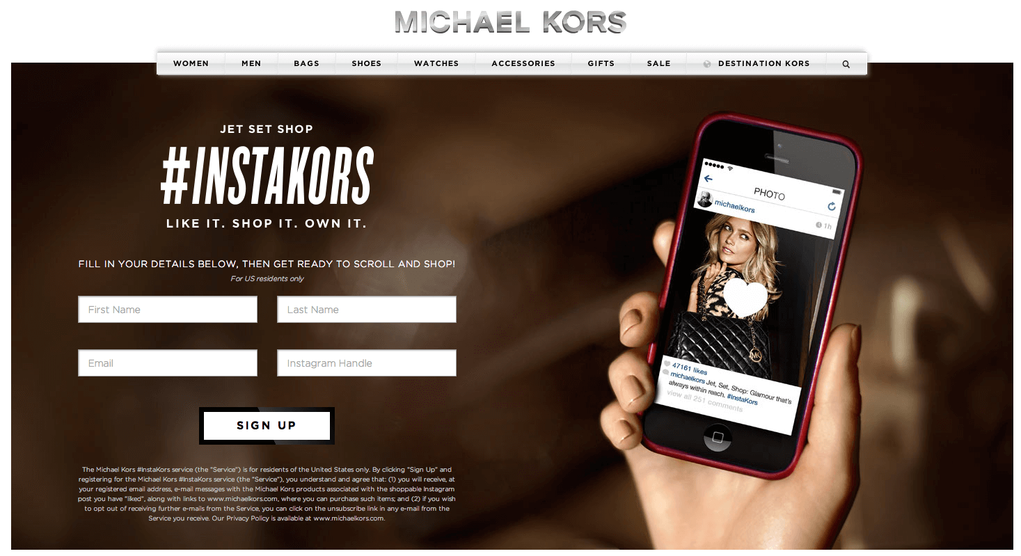 Michael Kors Instagram Shoppable