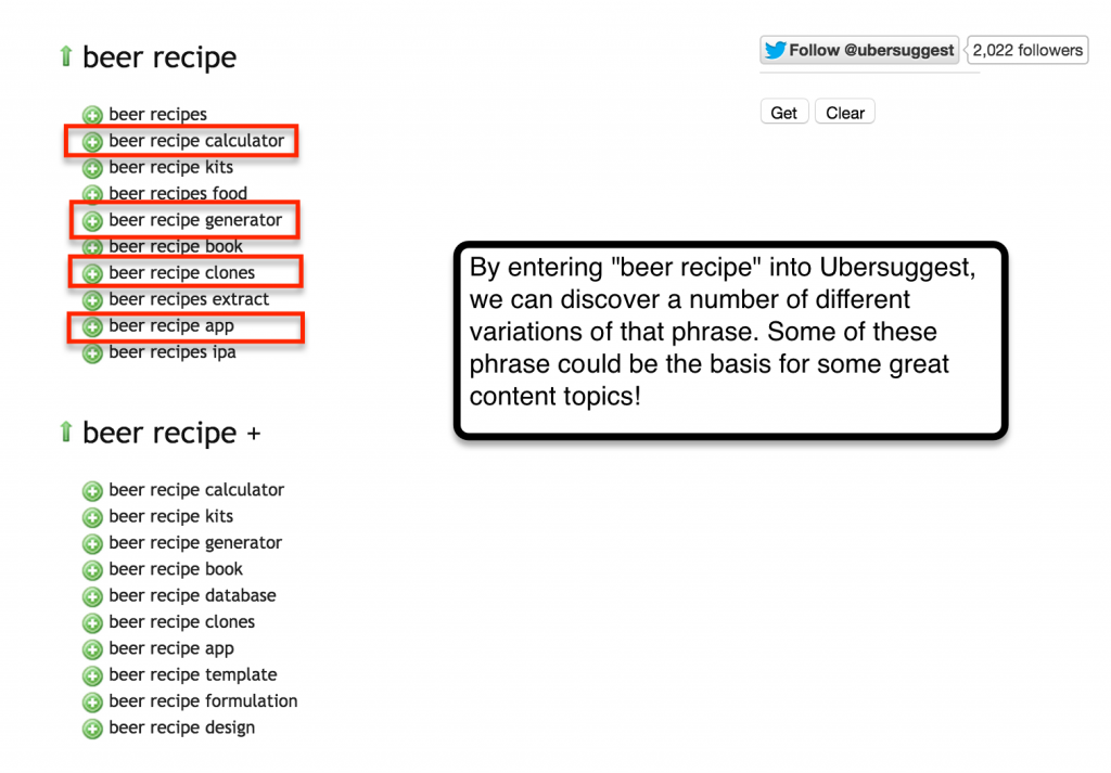 Ubersuggest social media content