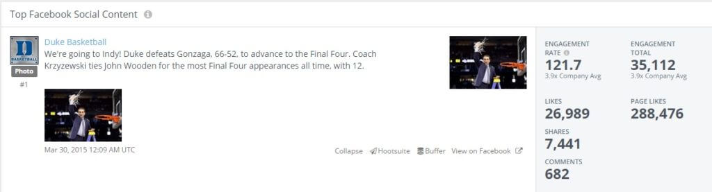 social media final four Duke facebook