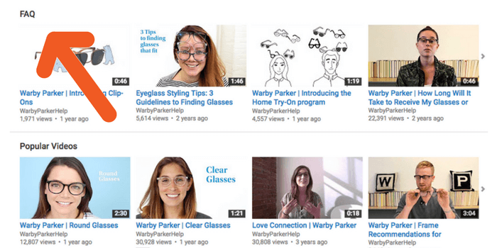 Warby Parker uses video on YouTube for Customer Support