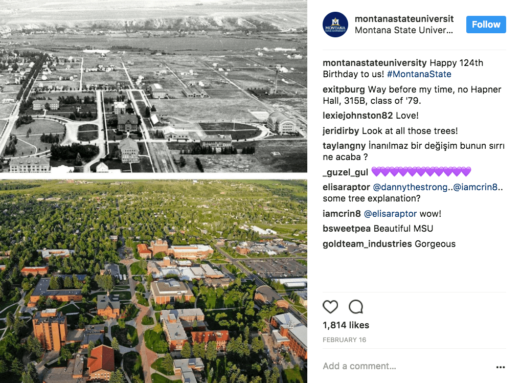 MSU Showing what campus looks like now and then on social media