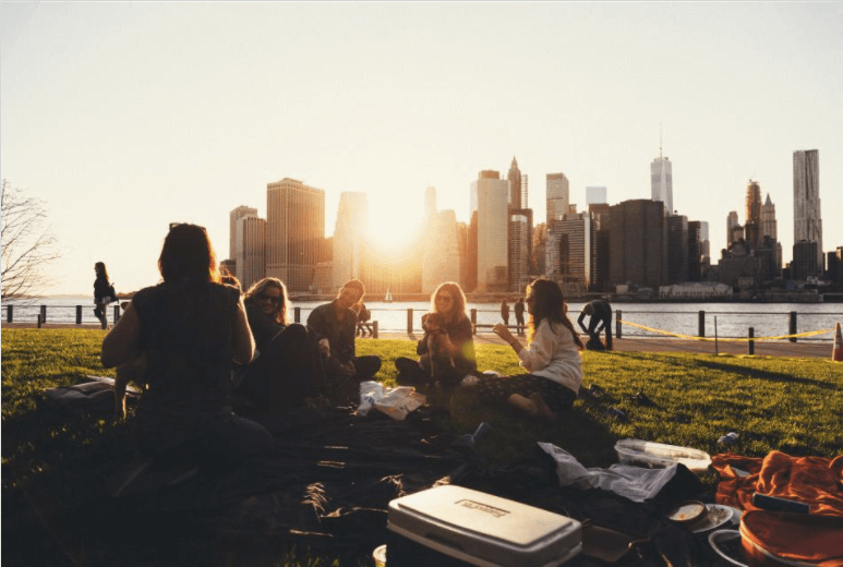 Group of broke, college students sitting in a circle in New York City. Make sure you're specific about who your content is targeting. 