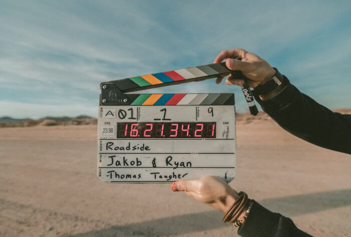 Movie clapper in the desert