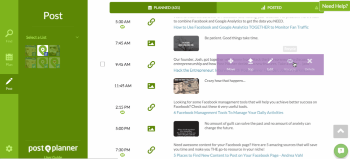 Post Planner's social media management dashboard