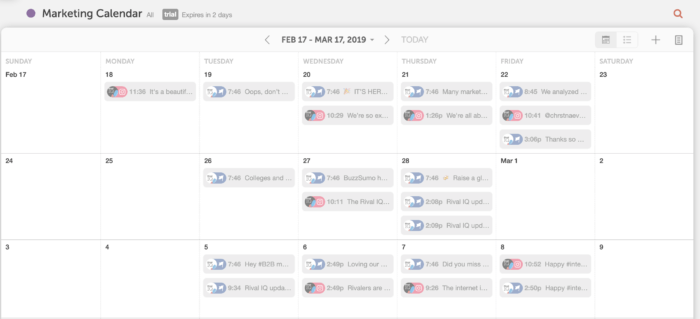 CoSchedule's calendar view with social, email, blogs and more all in one place