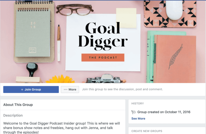 Goal Digger Podcast's Facebook group's cover photo