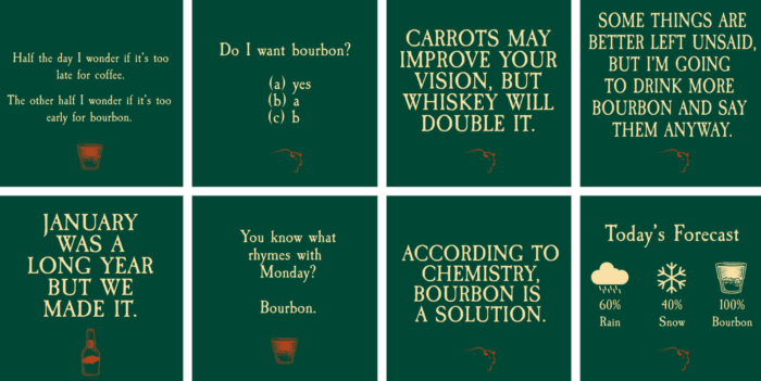 Buffalo Trace's green-styled dad jokes on Twitter