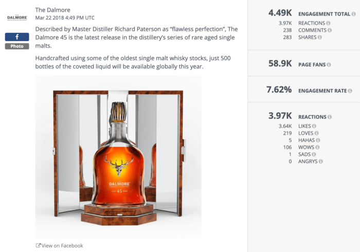 A photo of a new release Dalmore bottle between two mirrors.