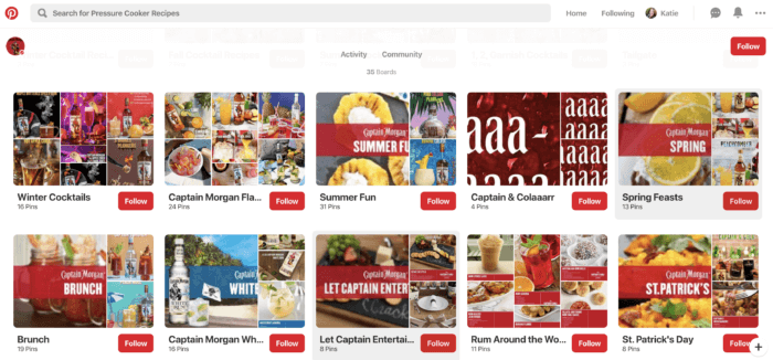 Captain Morgan's Pinterest marketing