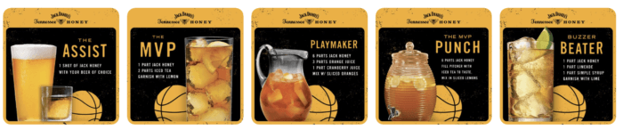 Pinterest marketing coasters from Jack Daniel's featuring cocktail recipes 