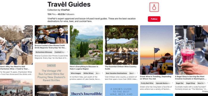 VinePair's Travel Guides are key to their Pinterest Marketing