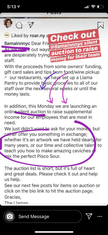 Long text, like this one from Dana Cowin, is a helpful Instagram Stories best practice because it encourages viewers to tap and hold