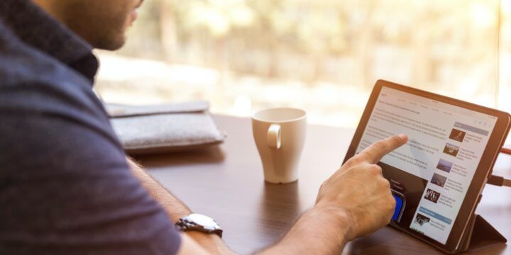 linkedin company page at home from a tablet