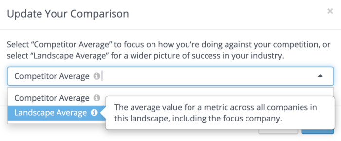 You can now select between a competitor average and landscape average in Rival IQ