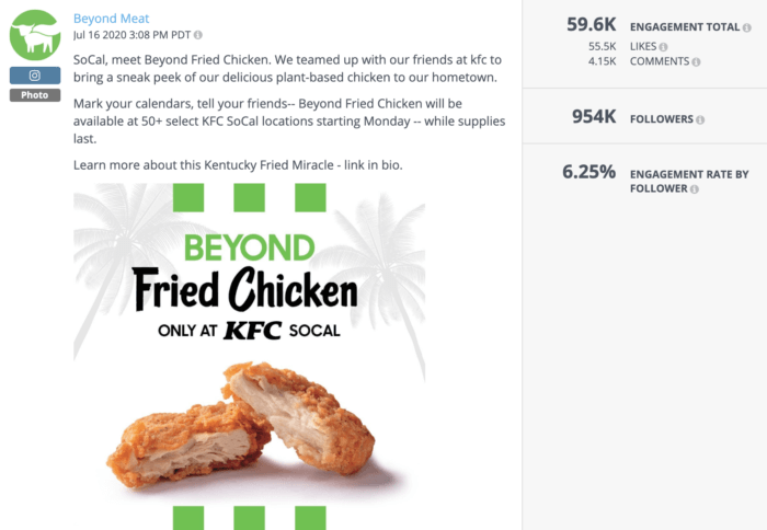 Beyond Meat excited their health food social media followers with this photo of Beyond Chicken Nuggets