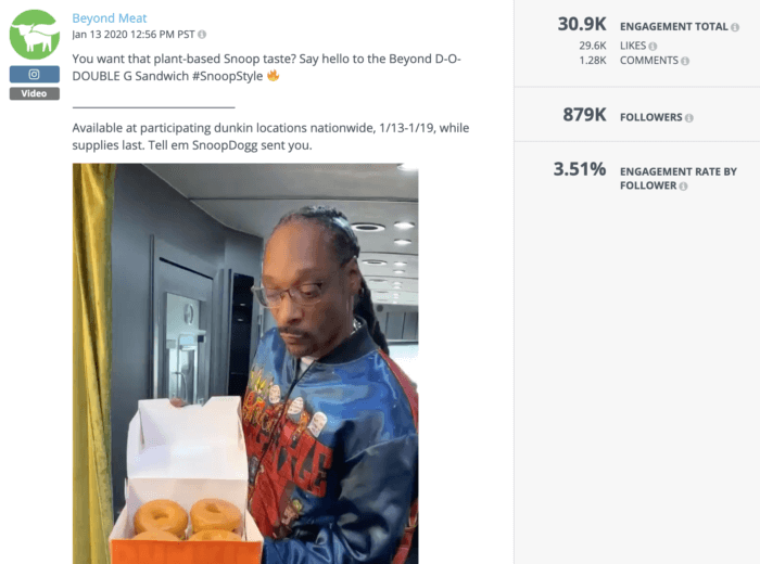 Snoop Dogg holding a box of Dunkin' Donuts