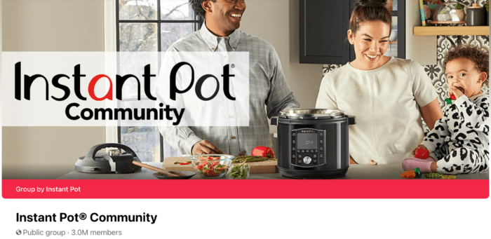 The Instant Pot Community Facebook Group header shows that the Group has 3 million members