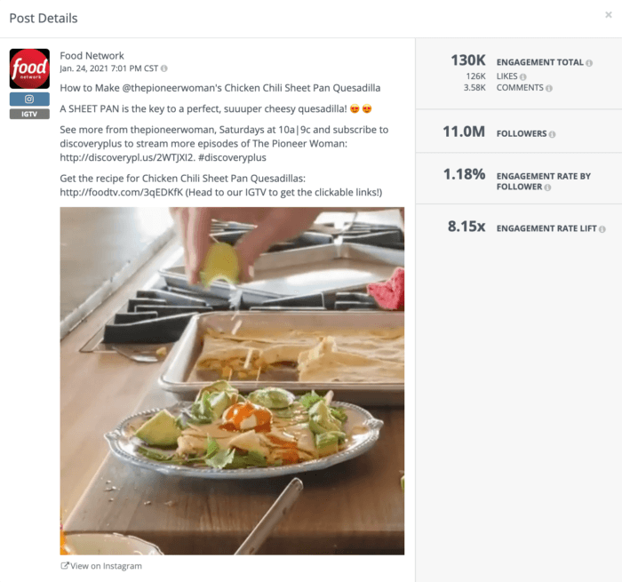 Food Network's IGTV marketing strategy is to repurpose popular content from their TV shows.