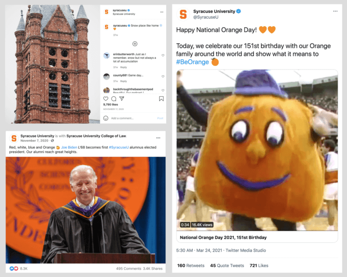 Three top posts from Syracuse University - one featuring alum President Biden