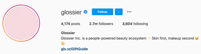 Glossier Instagram bio