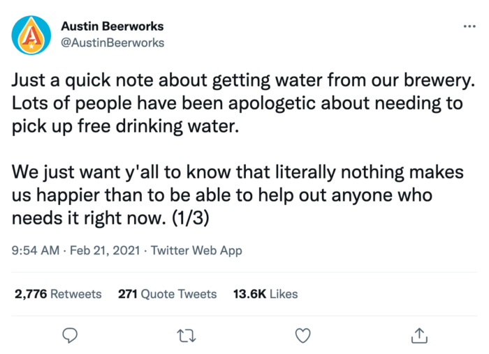 Tweet from Austin Beerworks