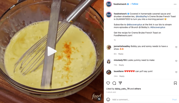 An Instagram video from Food Network.