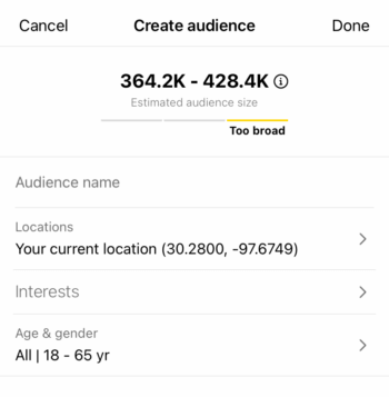 Create a custom audience if you want to reach more people through your boosted Instagram post.