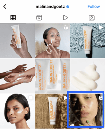 Malin + Goetz Instagram page with a highlighted boosted post.