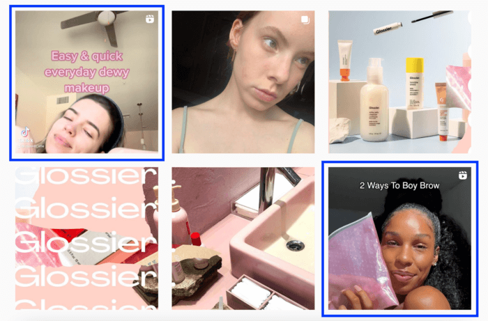 Glossier's tagged photos display user-generated content from happy customers who are the perfect people to reach out to when building a micro influencer marketing strategy.