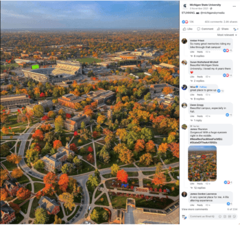 Beautiful fall colors of dull yellows, striking orange and bright pops of red mixed in with shades of green overtake the campus