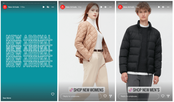 Uniqlo's New Arrivals Highlight showcases the brands latest products with link stickers to the product pages