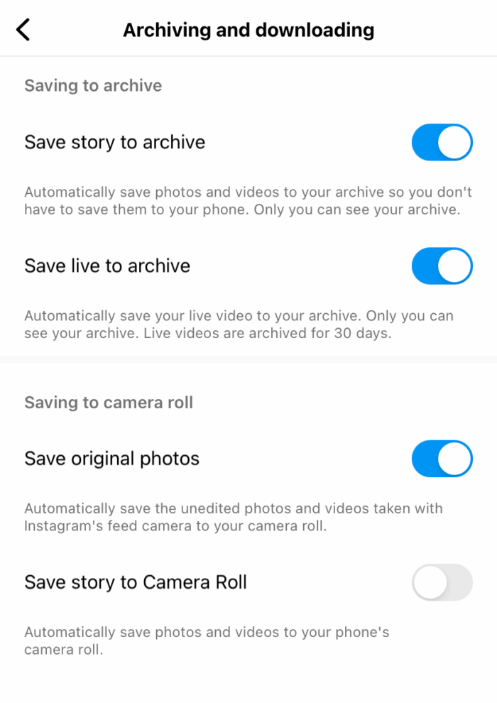 To save Instagram Stories to your highlights, you must turn on archiving and downloading in your Instagram settings.