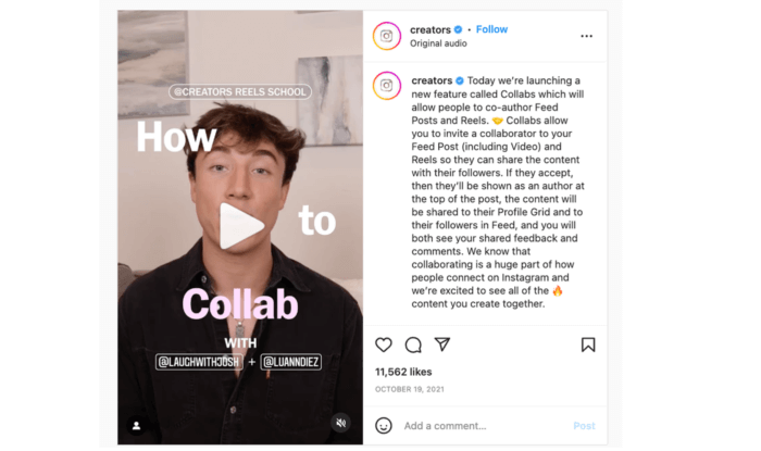 How to use Collab mode in Instagram embedded video