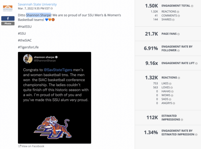 Reposting Shannon Sharpe's tweet sharing SSU Men's & Women's basketball teams accomplishments