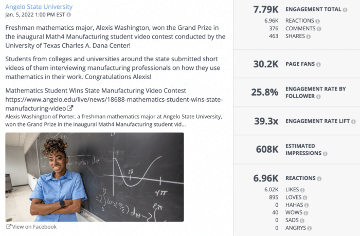 Alexis standing in front of a blackboard with math equations on it