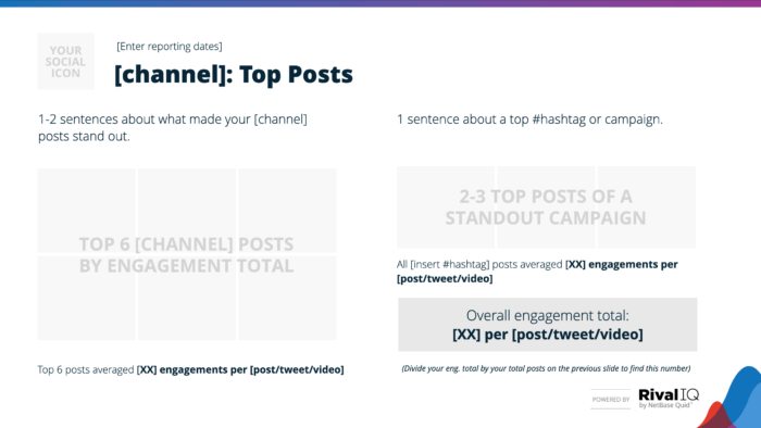 Top posts template in our social media reporting guide