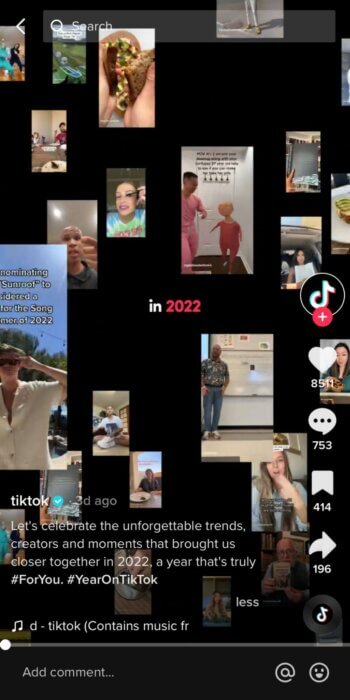 TikTok trends in 2022 video snapshot