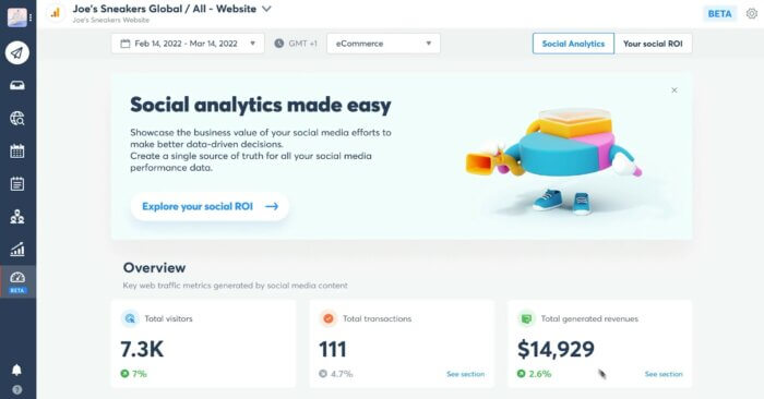 Agorapulse's social media audit tool tracks user behavior data to give you recommendations on what to do with your social media accounts next