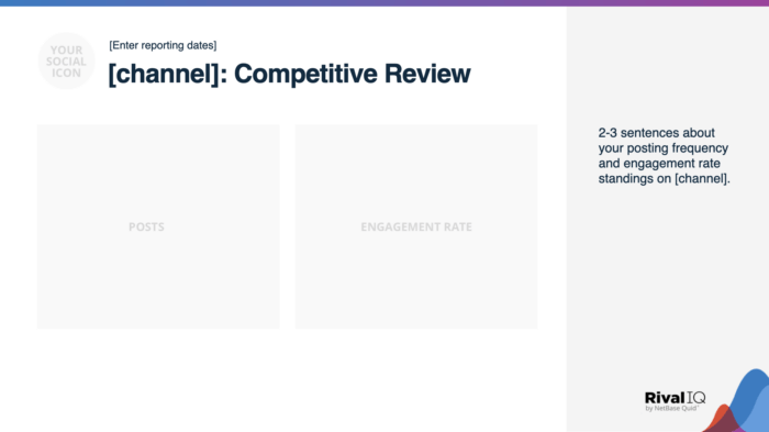 The competitive review slide from Rival IQ's social media audit template.