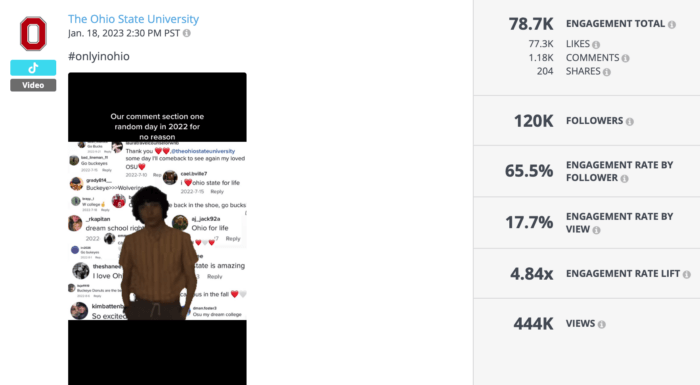 TikTok video from The Ohio State University featuring a bunch of TikTok comments with the #onlyinohio hashtag