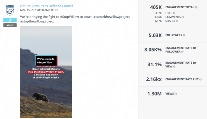 Another top-performing video from NRDC, one of the top nonprofits on TikTok.