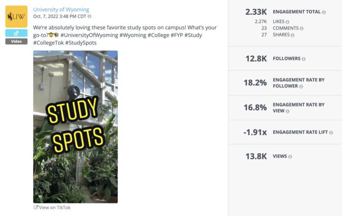 TikTok featuring students' favorite study spots on campus