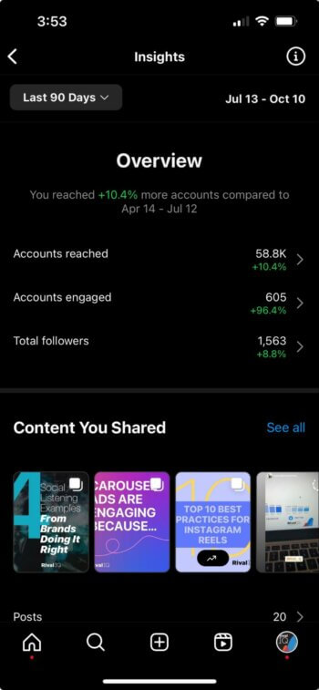 Instagram Insights in the native app