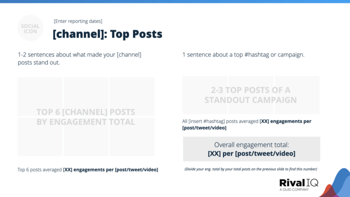 Top posts slide from the social media reporting template