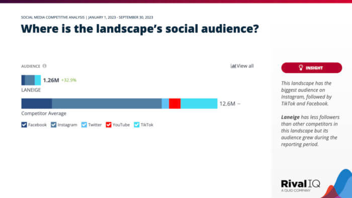 A graph that compares Laneige's social audience size compared to its competition. 