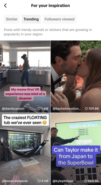 TikTok's built-in analytics tool also curates trending videos for inspiration.