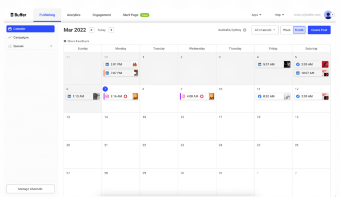 Buffer's social media scheduling tool