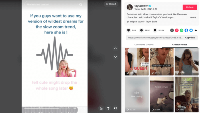 Taylor Swift's slow zoom trend video on TikTok