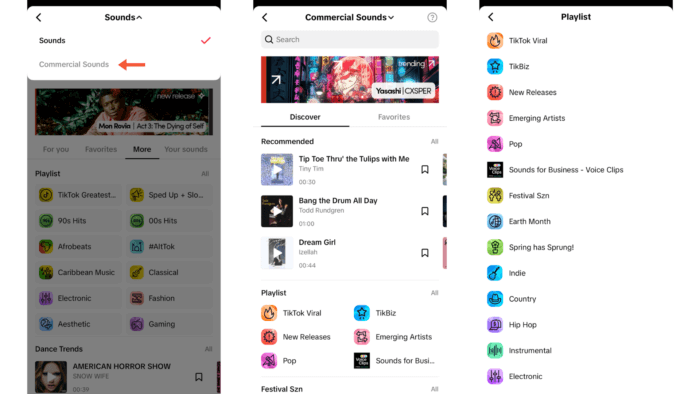 Steps to use commercial sounds in TikTok